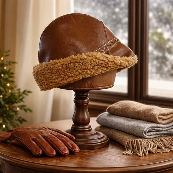 Vintage Fedora Dorfman Pacifica Co Leather Fur Made in USA Sz XL Hat - Picture 4 of 14